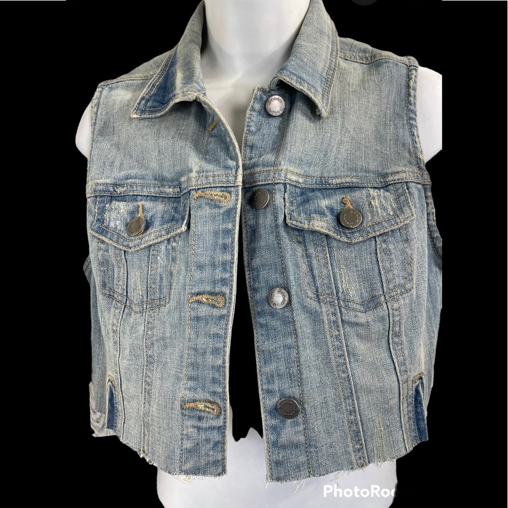 Sleeveless Jean Jacket Blue Short Vest